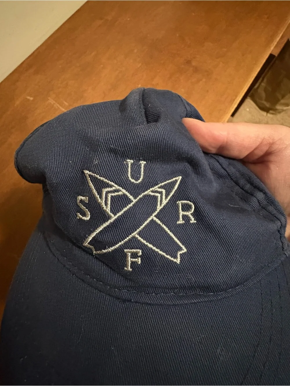 Kids Navy Baseball Cap with Embroidered Surf Logo